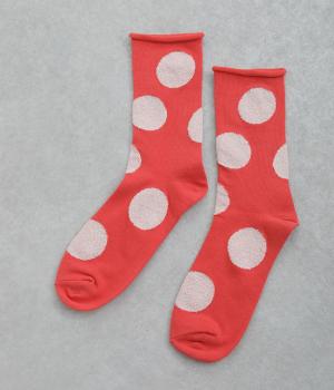 デイリードットクルーソックス(レッド-F)