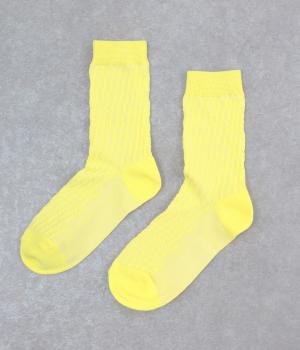 ポコポコ クルーソックス(ペールイエロー-F)