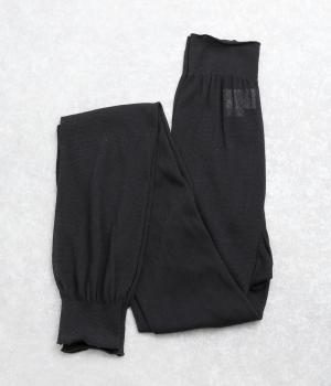 コットン ゆる編みガーゼレギンス(ブラック-L)