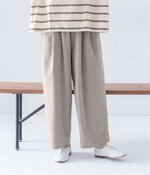タックワイドイージーパンツ(グレージュ-ONESIZE)