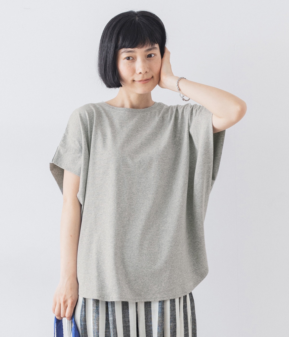 コットンビッグシルエットカットソー(グレー-ONESIZE)