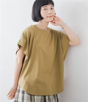 コットンビッグシルエットカットソー(キャメル-ONESIZE)