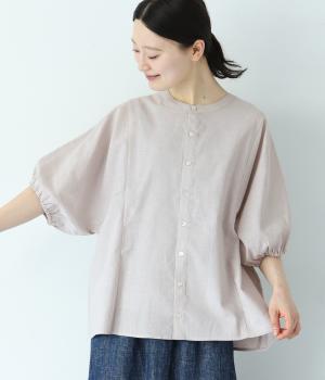 コットンリネン2wayバルーンスリーブブラウス(ライトグレー-ONESIZE)