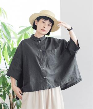 コットンリネン前後差ブラウス