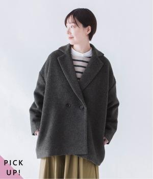 ダブルボタンショートコート(グレー-ONESIZE)