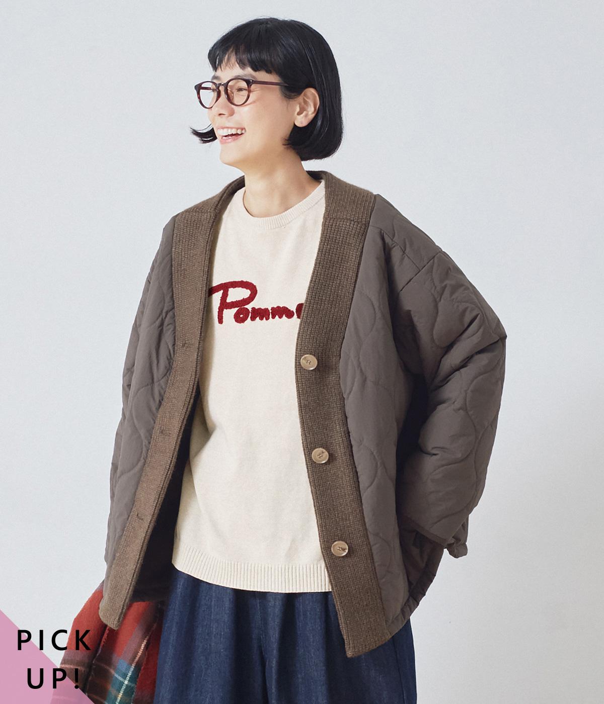 キルティング×ニット ノーカラージャケット｜&yarn（アンドヤーン）の