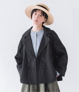 コットンナイロン ダブルボタンジャケット(ブラック-F)
