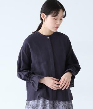 コットンダブルガーゼ2wayブラウス(ネイビー-ONESIZE)