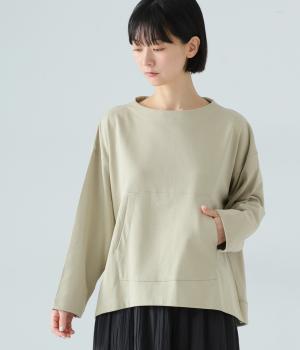 コットンミニ裏毛ポケットプルオーバー(ベージュ-ONESIZE)