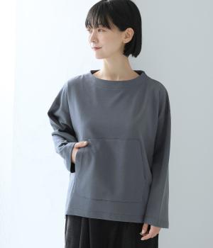 コットンミニ裏毛ポケットプルオーバー(ブルー-ONESIZE)