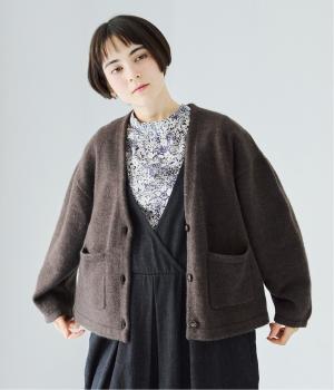 パッチポケットニットカーディガン(ブラウン-ONESIZE)