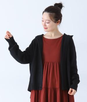 フード付きカーディガン(ブラック-F)