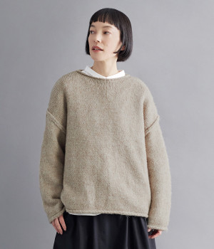ロールネックニットプルオーバー(グレージュ-ONESIZE)