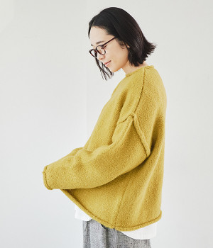 ロールネックニットプルオーバー(マスタード-ONESIZE)