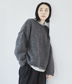 ロールネックニットプルオーバー(チャコール-ONESIZE)