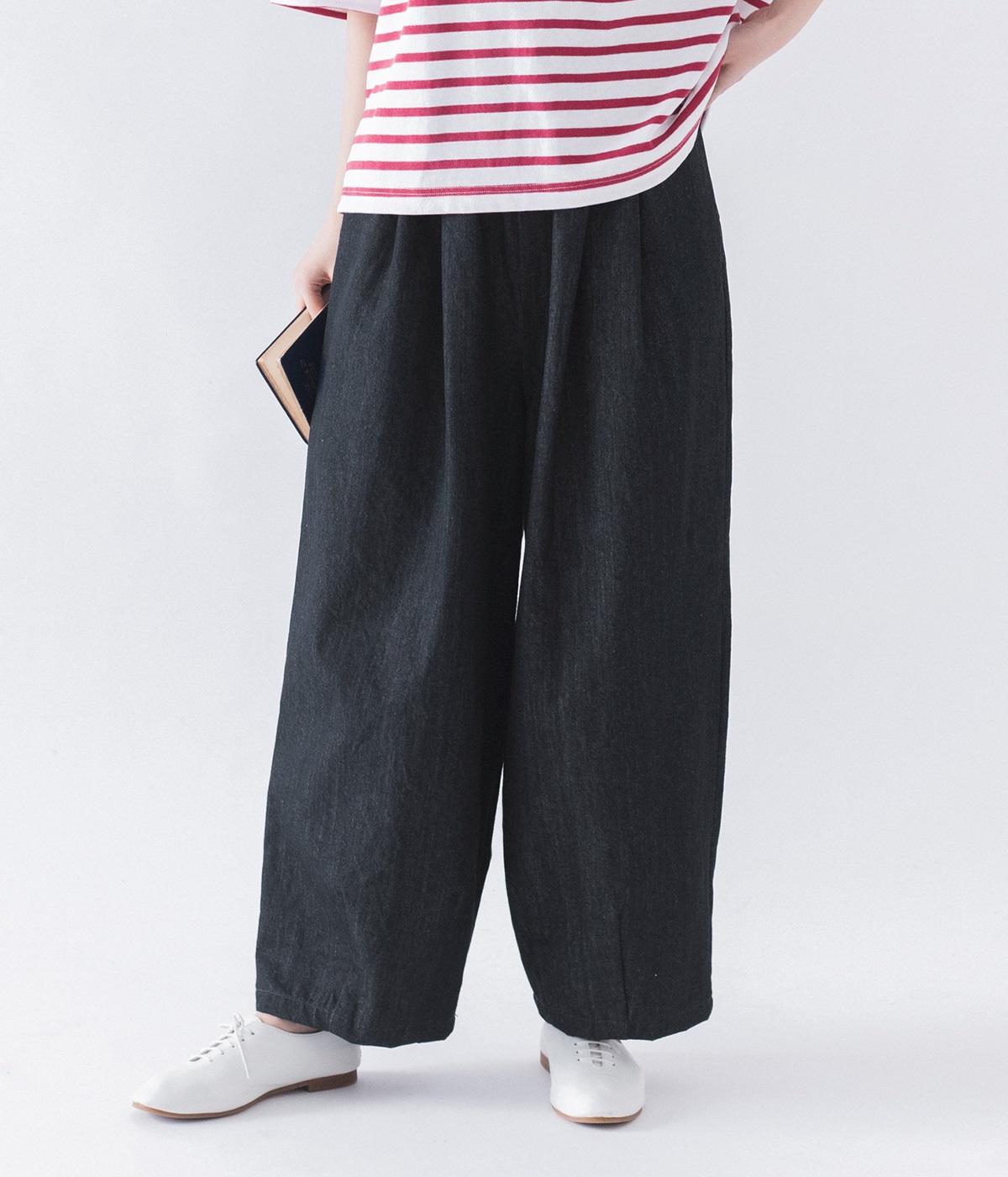 コットンデニムゆったりバルーンパンツ(インディゴ-1)