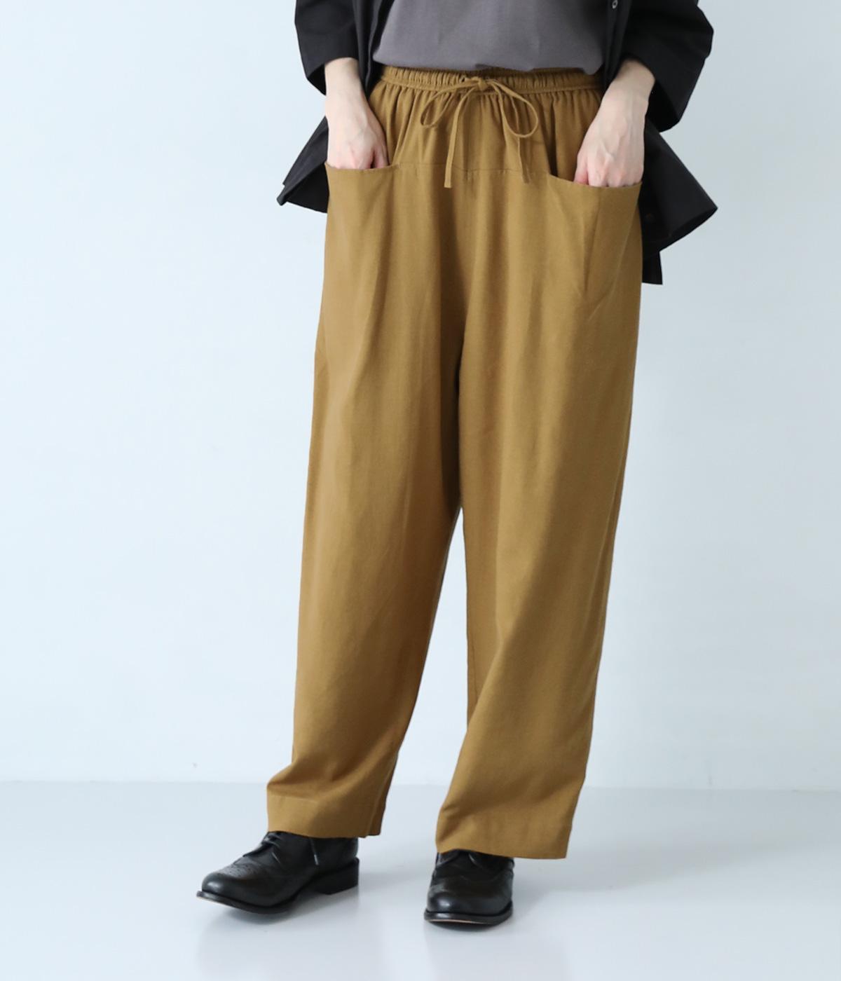 コットンリネンデザインパンツ(マスタード-ONESIZE)