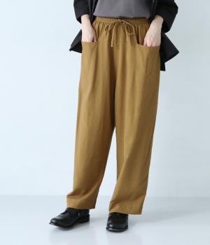 コットンリネンデザインパンツ(マスタード-ONESIZE)