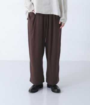 コットンリネンデザインパンツ(ブラウン-ONESIZE)