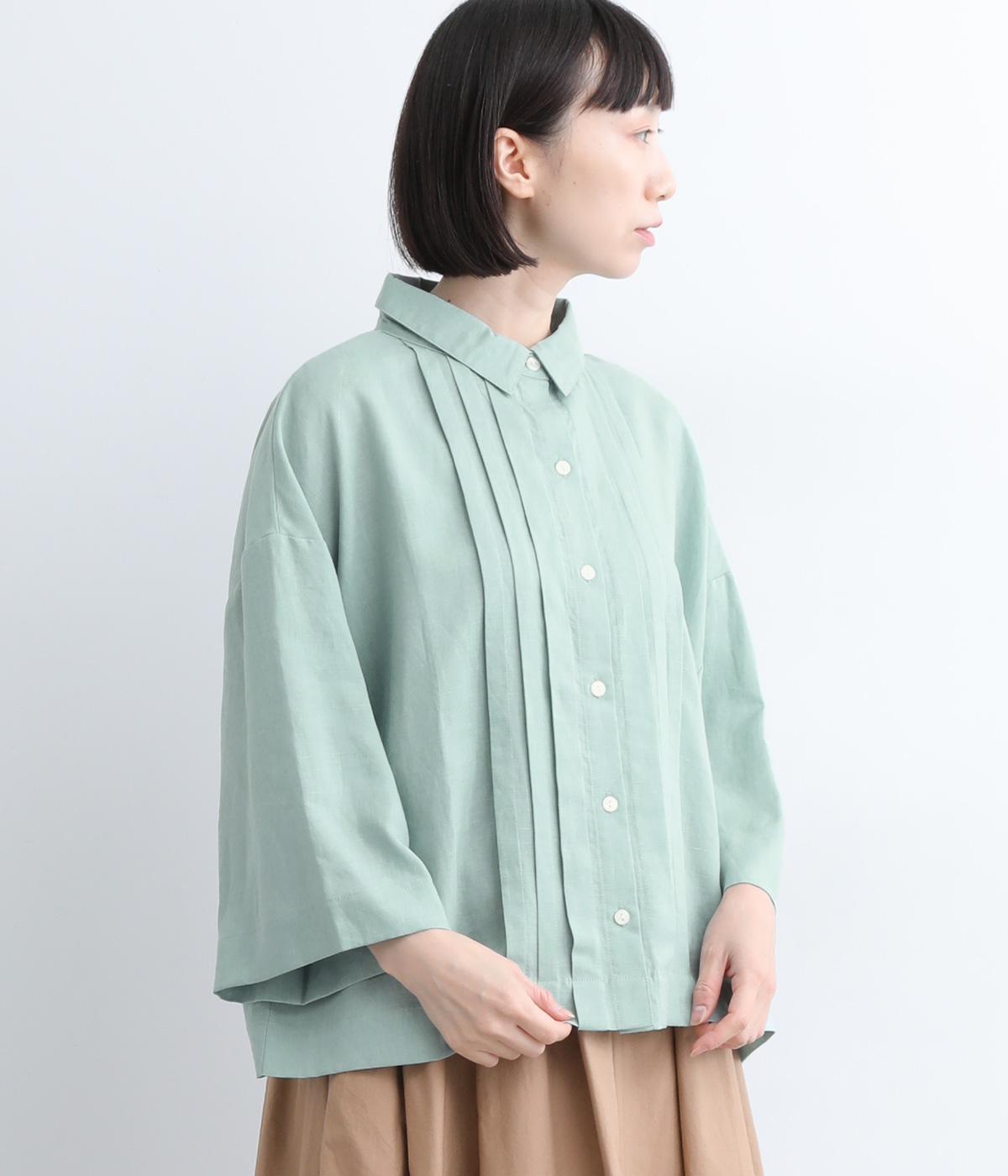 テンセルリネンタックブラウス(ミント-ONESIZE)