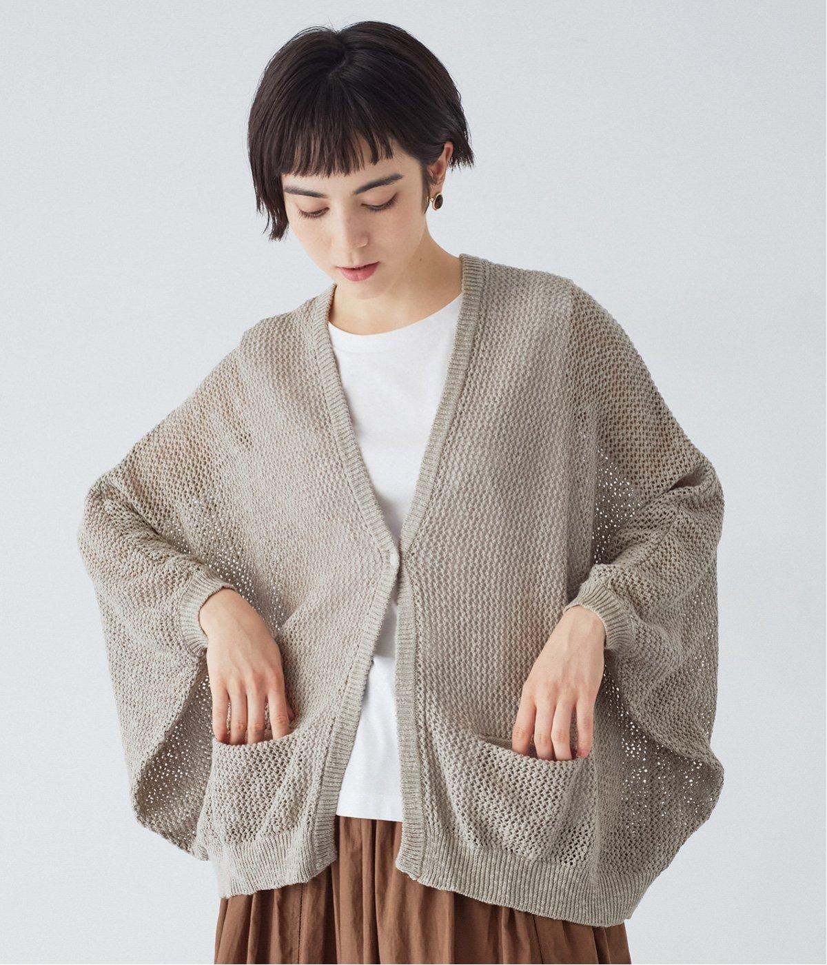 ドルマンニットカーディガン(グレージュ-ONESIZE)