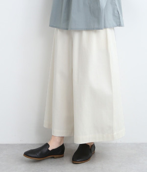コットンツイルタックワイドパンツ(アイボリー-ONESIZE)