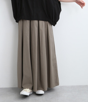 コットンワッシャータック入ロングギャザースカート(モカ-ONESIZE)