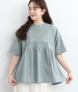 コットンフロントヨーク切替プルオーバー(ブルーグリーン-ONESIZE)