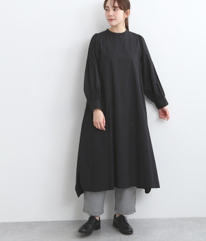 コットンタックスリーブワンピース(ブラック-ONESIZE)