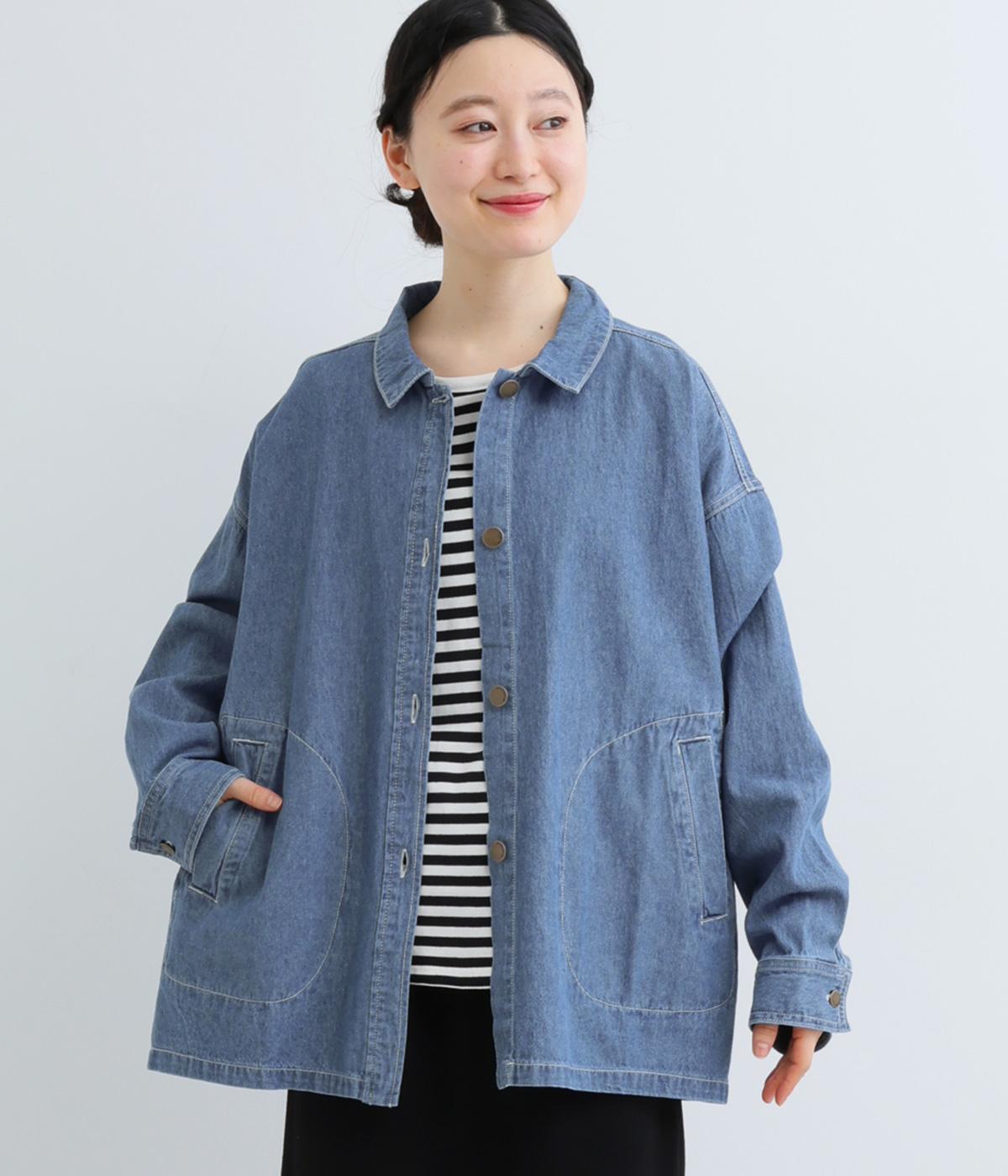 コットンデニムジャケット(ブルー-F)