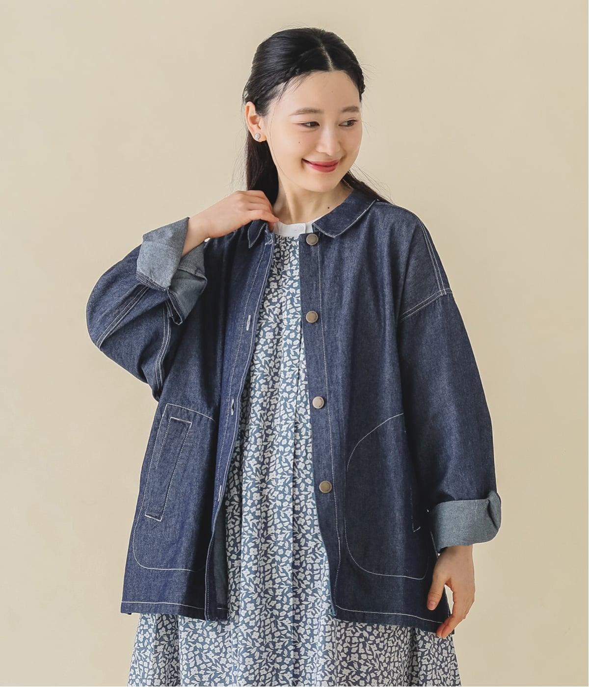 コットンデニムジャケット(ダークネイビー-F)