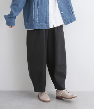 リネン混サーカスパンツ(ブラック-ONESIZE)