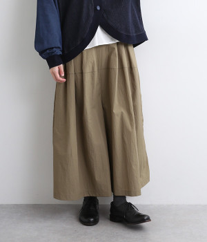 ナイロンワイド9分丈パンツ(ダークベージュ-ONESIZE)