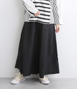 ナイロンワイド9分丈パンツ(ブラック-ONESIZE)