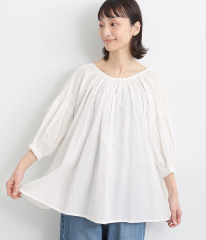 キャンブリック2wayギャザーブラウス(アイボリー-ONESIZE)