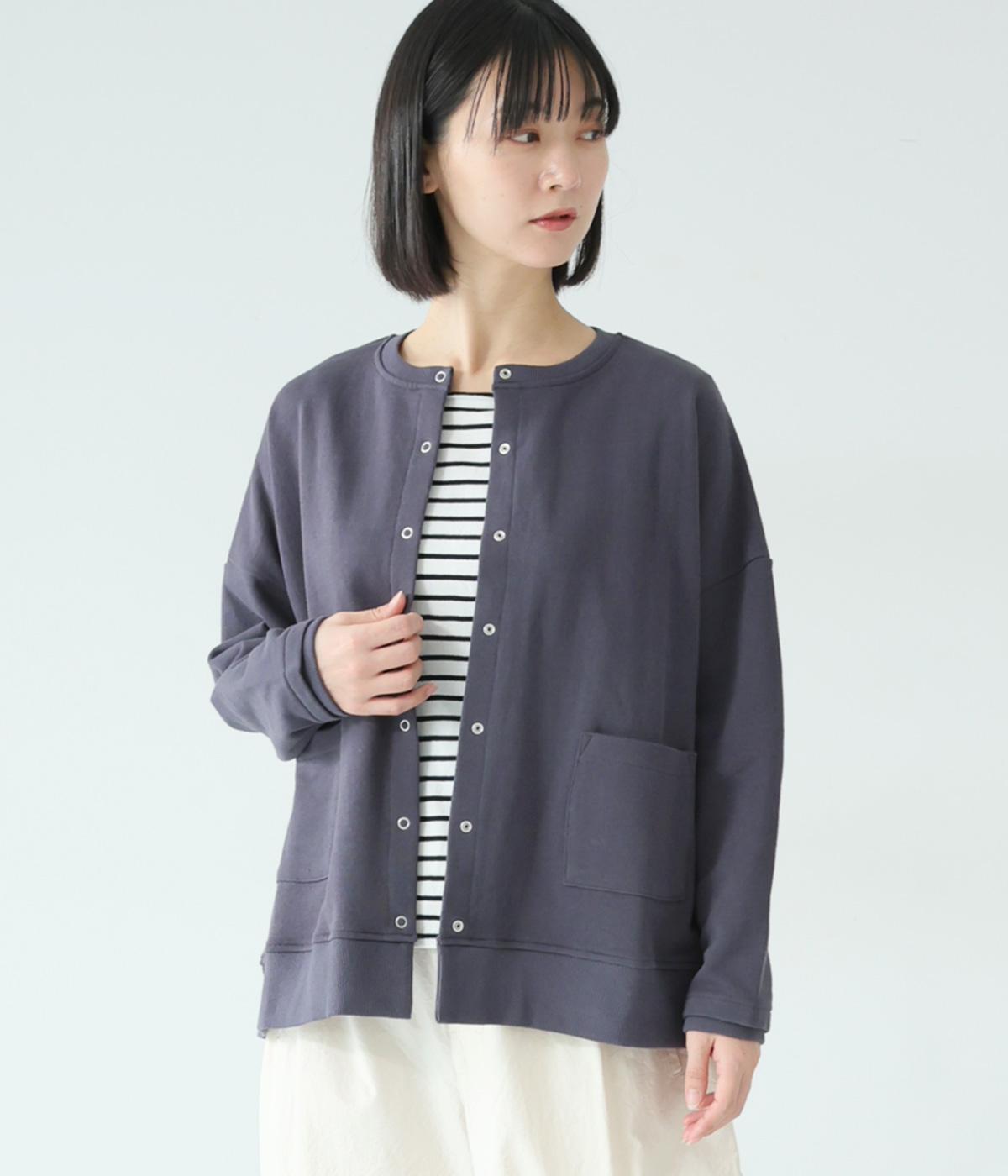 コットンミニ裏毛ワイドカーディガン(ネイビー-F)