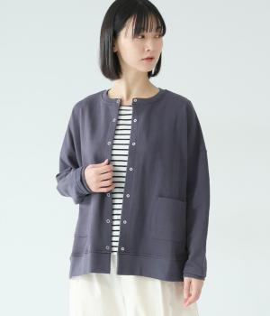 コットンミニ裏毛ワイドカーディガン(ネイビー-F)