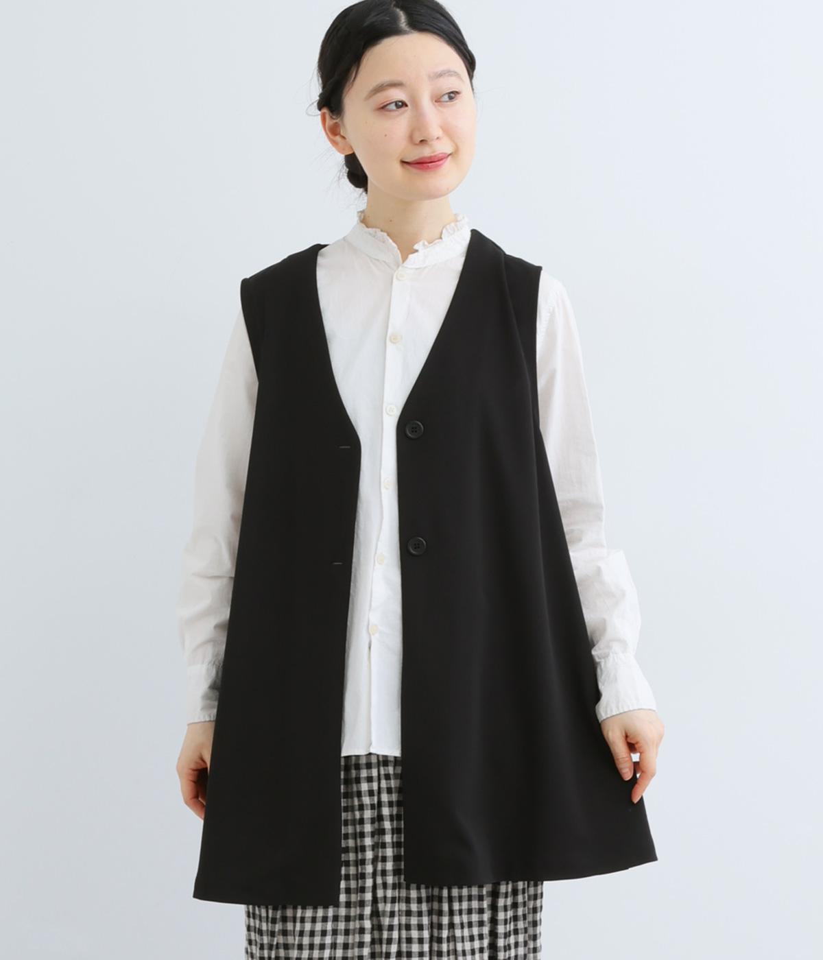 カットジョーゼットベスト(ブラック-F)