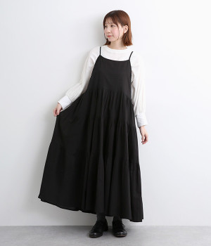 キャンブリックティアードキャミワンピース(ブラック-ONESIZE)