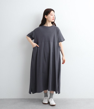 切替ポケットAラインワンピース(ネイビー-ONESIZE)