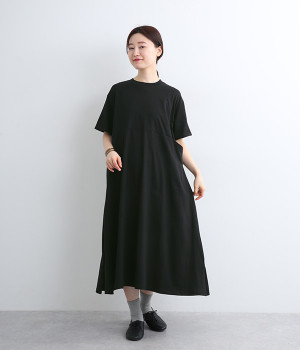 切替ポケットAラインワンピース(ブラック-ONESIZE)