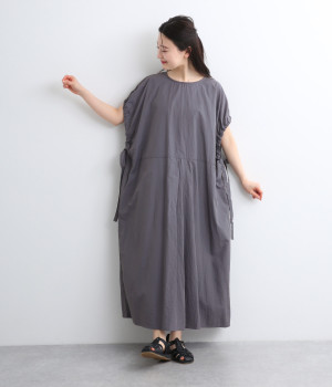 ナイロン袖口リボンワンピース(スモークグレー-ONESIZE)