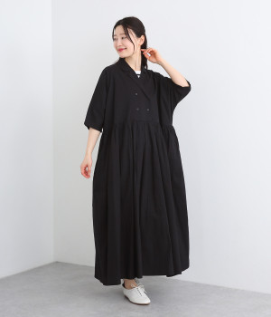 コットンスラブテーラーワンピース(ブラック-ONESIZE)