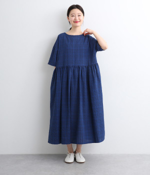 サッカーウエストギャザーワンピース(ロイヤルブルー×ネイビー-ONESIZE)