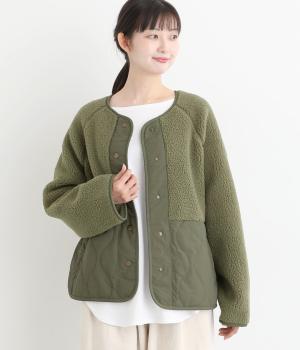 ボアキルトショートコート(カーキ-F)