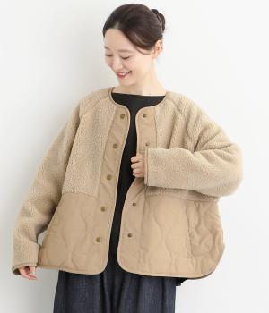 ボアキルトショートコート(ダークベージュ-F)