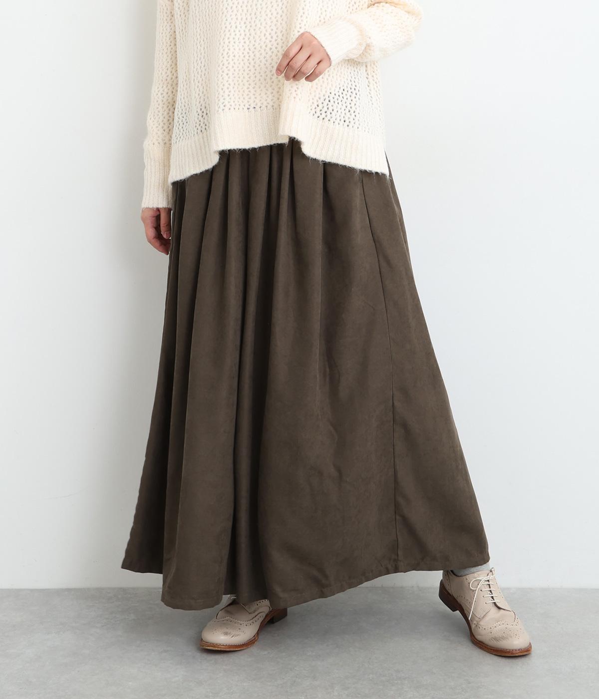 細畝コーデュロイタックワイドパンツ(ダークブラウン-ONESIZE)