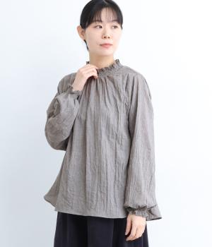 リップルシャーリングブラウス(グレー-F)