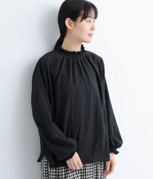 リップルシャーリングブラウス(ブラック-F)