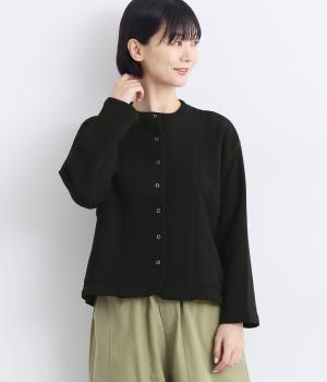 コットン裏毛裾ラウンドカーディガン(ブラック-F)